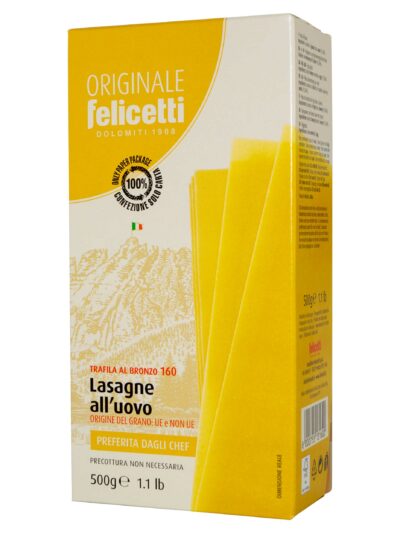 "Lasagne all'uovo" - Hard Wheat Lasagna Sheets with Eggs ORIGINALE FELICETTI, 500g.