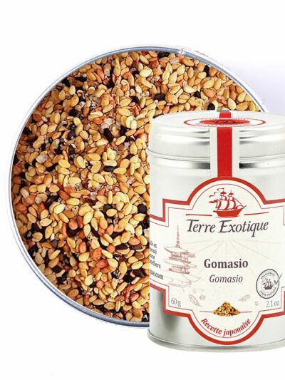 Japoniškas sėklų mišinys „Gomasio“ - Autentiškas japoniškas prieskonių mišinys iš skrudintų sezamo sėklų ir jūros druskos, suteikiantis patiekalams riešutinį, subtiliai sūrytą skonį. Puikiai tinka ryžiams, daržovėms, salotoms ar troškiniams.