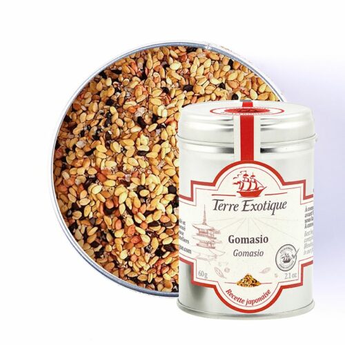 Japoniškas sėklų mišinys „Gomasio“ - Autentiškas japoniškas prieskonių mišinys iš skrudintų sezamo sėklų ir jūros druskos, suteikiantis patiekalams riešutinį, subtiliai sūrytą skonį. Puikiai tinka ryžiams, daržovėms, salotoms ar troškiniams.