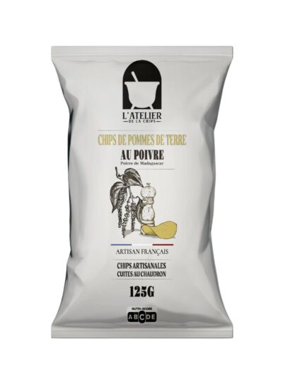 Bulvių traškučiai su Madagaskaro pipirais, ATELIER DE LA CHIPS, 125 g