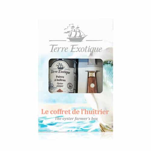 Austrių gurmano rinkinys TERRE EXOTIQUE – pipirų mišinys austrėms 60 g ir graviruotas austrių peilis